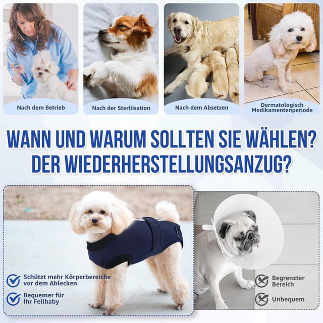 Detalle 2 de Eyein Hundebody nach OP – Wundschutzanzug mit Reißverschluss & Klett, atmungsaktiv, Dunkelblau (4XL)