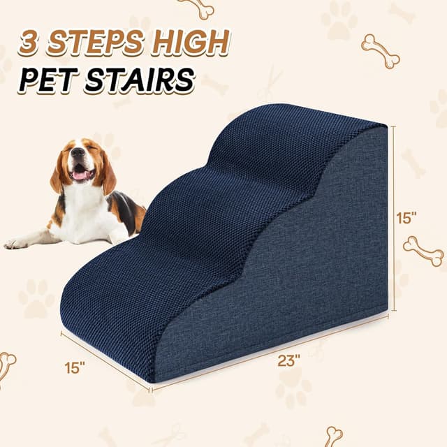 Detalle de ROMROL Dog stairs 3-step ramp 58x38x38cm