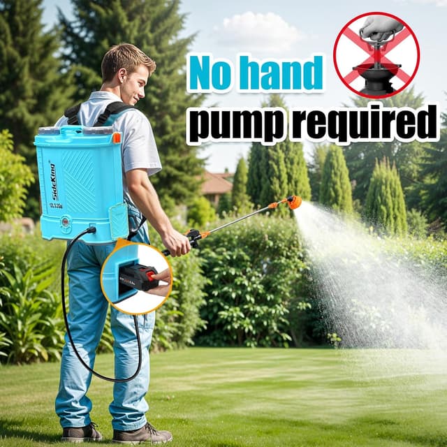 Detalle 2 de SideKing Knapsack Sprayer 12L (Electric) with Makita 18V compatibility, telescopic wand, 5 nozzles, 80 PSI