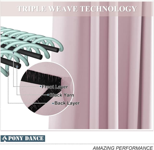 Thumbnail 4 de PONY DANCE Blickdichte Vorhänge 175×140 cm Hellrosa