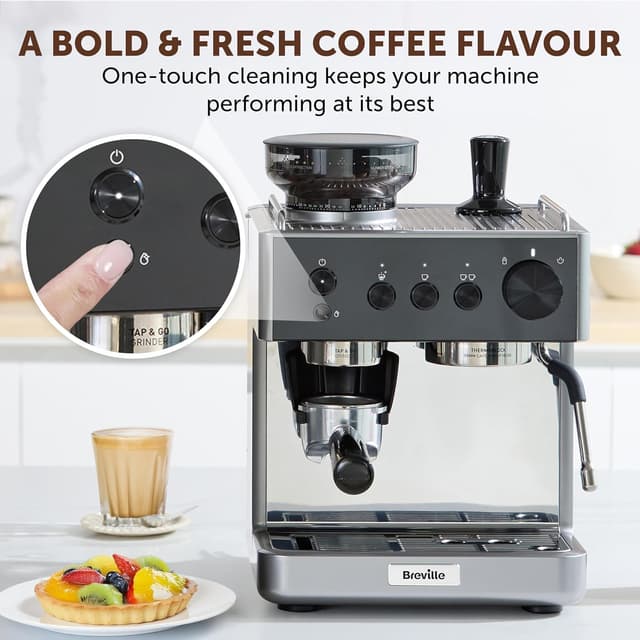 Thumbnail 1 de Breville Barista Classic Espresso Machine (VCF186) with built-in grinder and milk frother