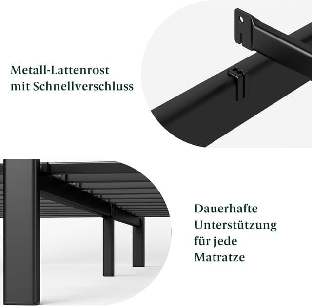 Thumbnail 6 de Zinus Letto Kai 140 x 200 cm con testiera, struttura in bambù e metallo (altezza 80 cm) e rete a doghe