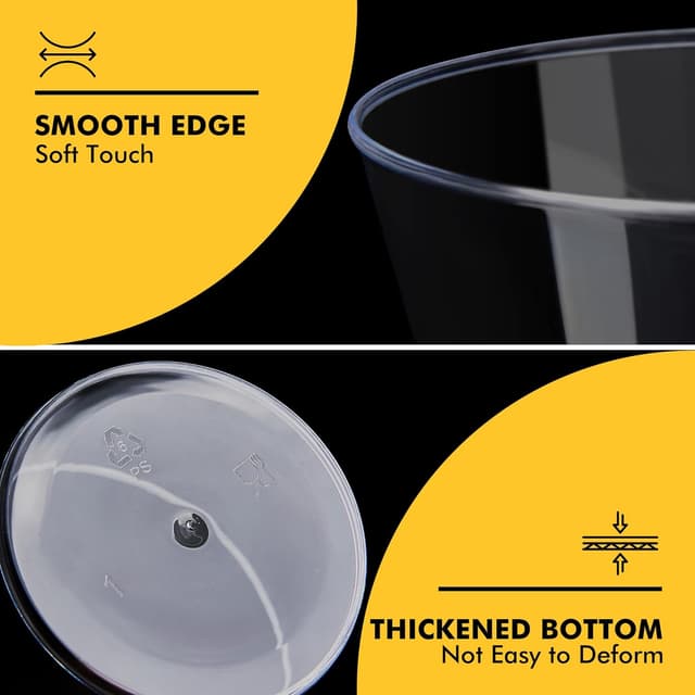 Detalle de RACETOP 200 Pack 9 oz Clear Plastic Cups for Parties, Disposable Clear Cups for Wine & Cocktails