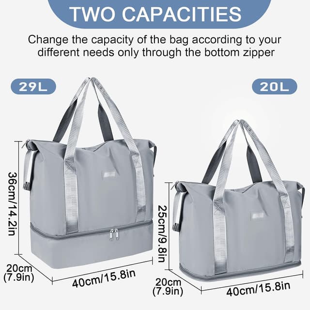 Detalle 2 de CS COSDDI 29L Travel Duffel Bag with Trolley Sleeve and Separate Dry & Wet Compartment