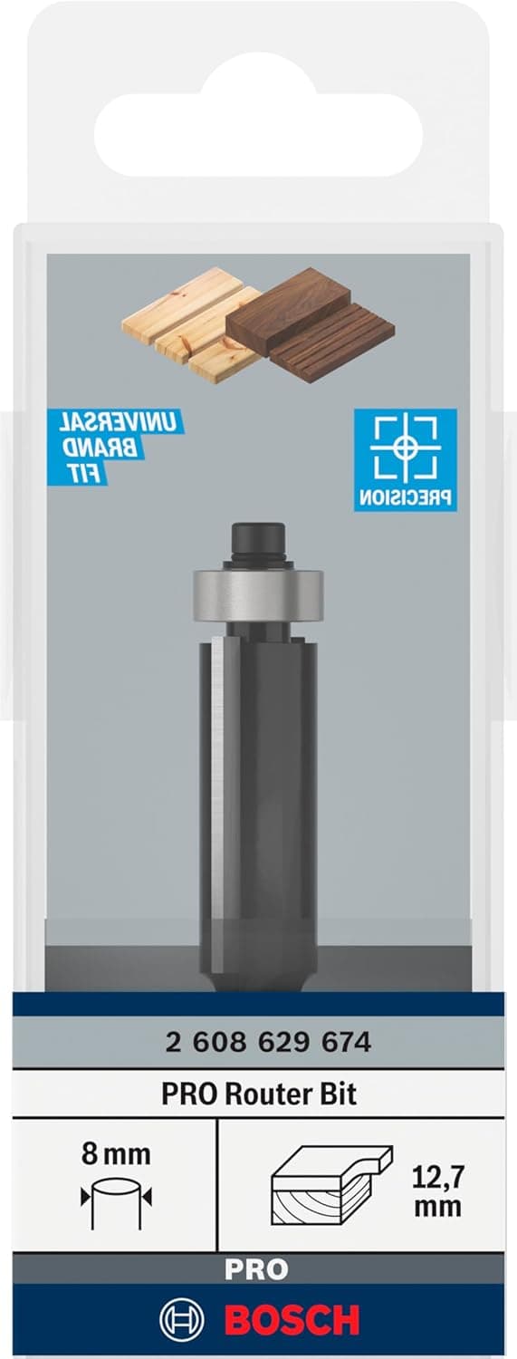 Detalle 2 de Bosch fraise à araser PRO pour roulement inférieur (araser le bois, emmanchement 8 mm, Ø 12,7 mm)