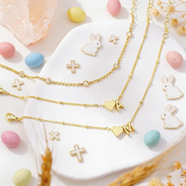 Detalle de Turandos Initialenarmband mit Herz & Buchstaben, goldfarben vergoldet (14K) mit Zirkonia – für Damen & Mädchen