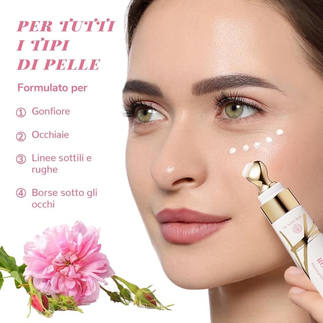 Detalle de ANAiRUi Crema Occhi alla Caffeina e Rosa per occhiaie, occhio gonfio e borse