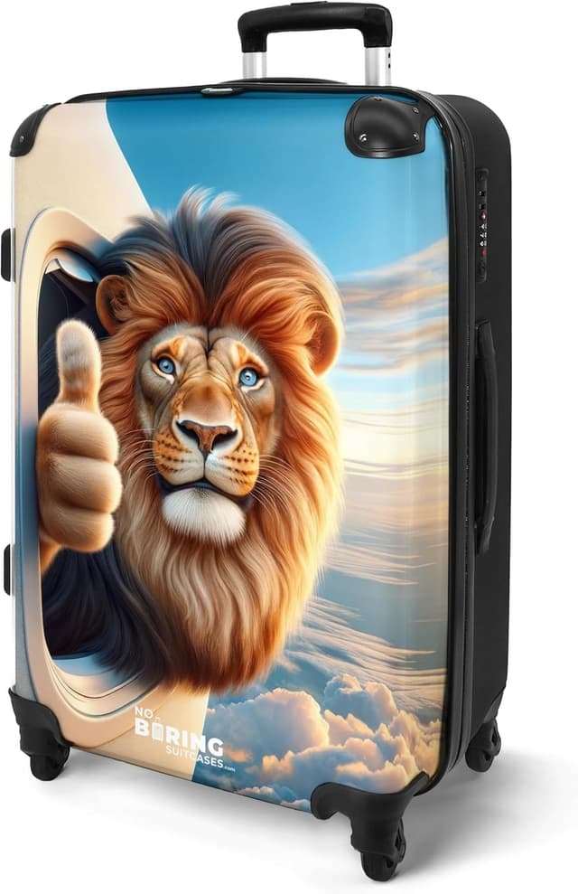 Detalle de Kinder Hartschalenkoffer NoBoringSuitcases.com (Löwe, Golden-Braun) mit TSA-Schloss, 67 cm