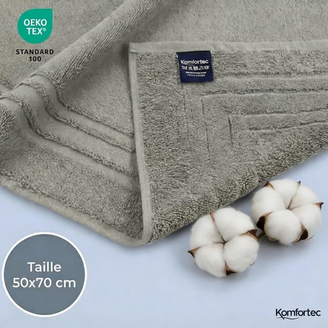 Thumbnail 6 de Komfortec Lot de 2 tapis de bain en coton éponge gris 50 x 70 cm