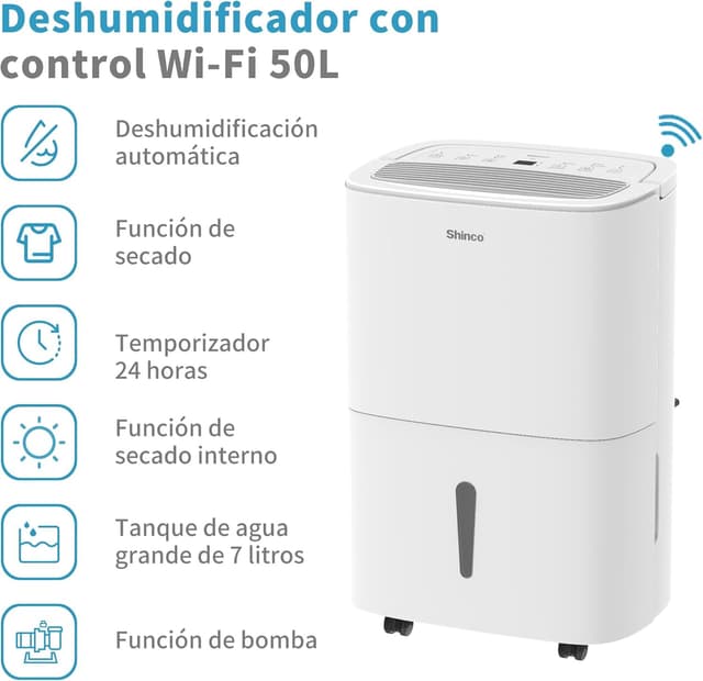 Detalle 2 de SHINCO WIFI Deshumidificador 50L día