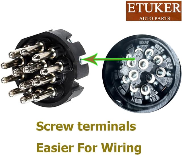 Detalle de ETUKER 13-poliger Anhängerstecker (12V) nach ISO 11446, wasserfeste Dichtung