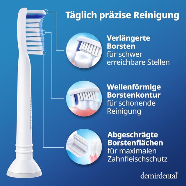 Detalle de demirdental Sensitive Aufsätze 8er Pack passend für Philips Sonicare
