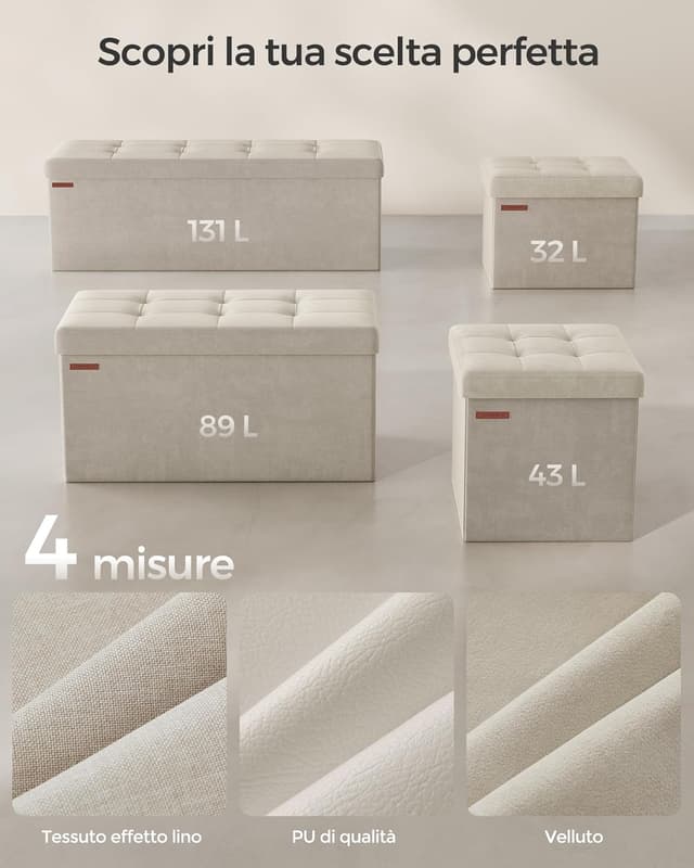 Thumbnail 6 de Songmics Cassapanca Pouf Contenitore 89 L