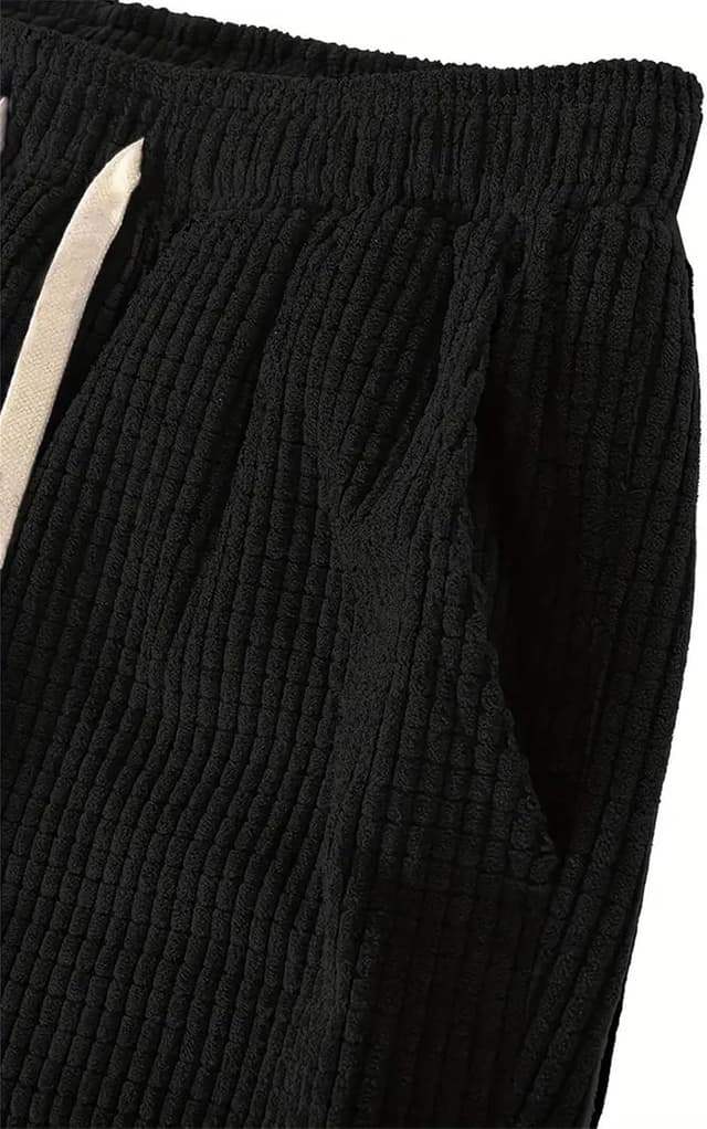 Detalle de Pantaloni baggy uomo in velluto a coste con vita elasticizzata e cordino