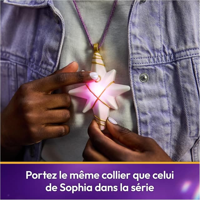 Detalle 2 de Unicorn Academy L’Ecole des Licornes : collier lumineux et bague pailletée Sophia