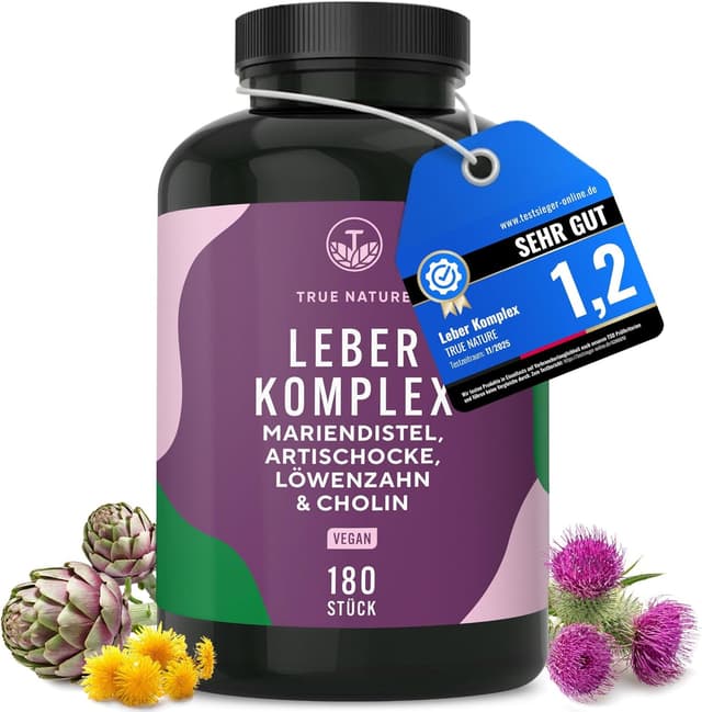 Detalle de Leber Komplex – 180 Kapseln (90 Tage) mit Mariendistel, Artischocke, Löwenzahn & Cholin – TRUE NATURE