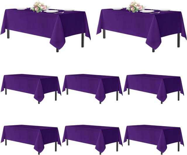 Detalle de Sancua Rectangular Polyester Tablecloth (54 x 108 in) – Washable, Wrinkle-Resistant, Purple, 8-Pack
