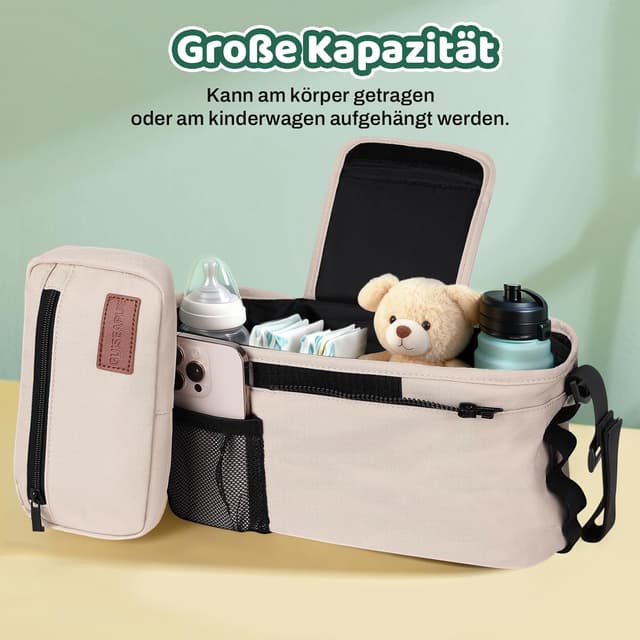 Thumbnail 4 de Guiseapue Kinderwagen-Organizer mit 2 Getränkehaltern und Stauraum