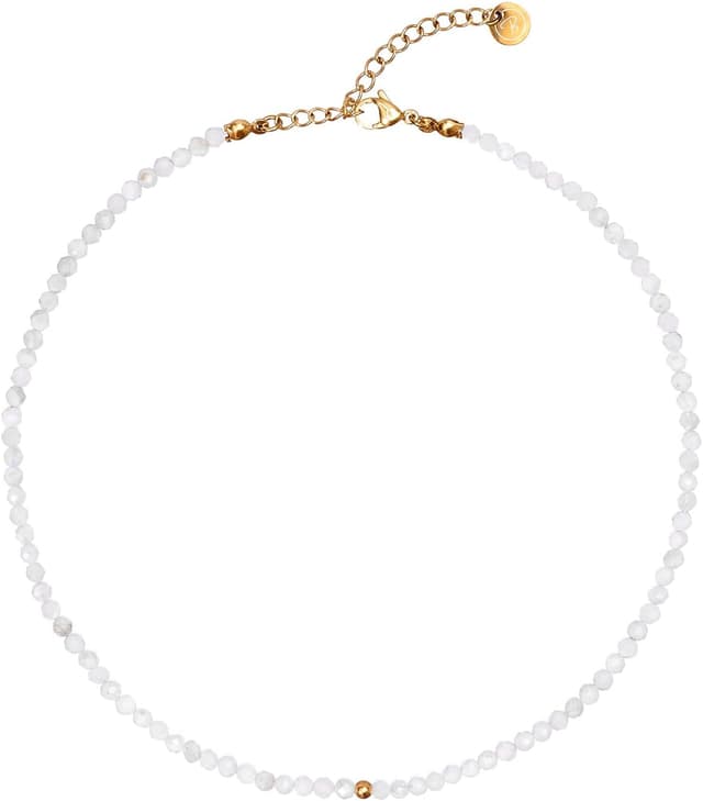 Detalle 2 de BERGERLIN Naturstein Perlen Halskette mit labradorit, Verschluss & 925 Sterling Silberperle (zertifiziert)