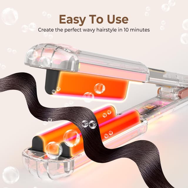 Detalle de UKLISS Hair Waver – Pro 3 Barrels Mermaid Waver (130–210℃) for beach waves