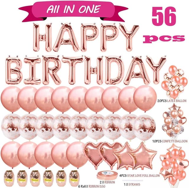 Detalle 2 de AIBEE 56pcs Party Decorations Rose Gold set