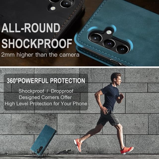 Thumbnail 6 de Cracedily Flip Wallet Leather Case for Samsung Galaxy A54 5G (Blue-Green) with Magnetic Closure & Kickstand