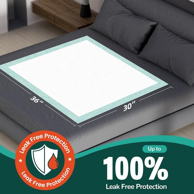 Detalle de MILDPLUS Bed Pads with Adhesive Strips 30'' x 36'' (30 Count) — Extra-Large Disposable Underpads