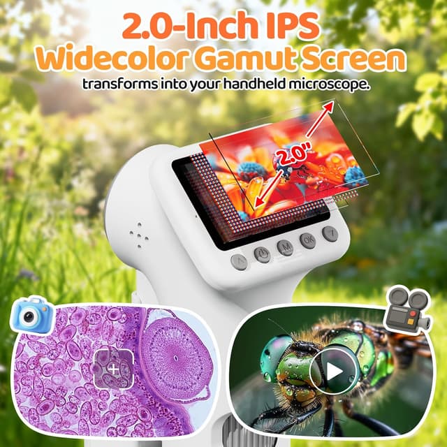 Thumbnail 1 de HEWEIMEI 1600X Microscopio digitale portatile 2" per bambini 🔬