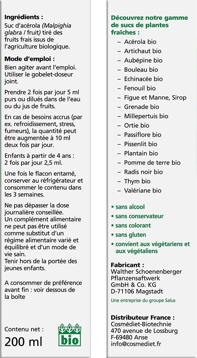 Thumbnail 5 de Salus AcĂ©rola BIO 200 ml đč