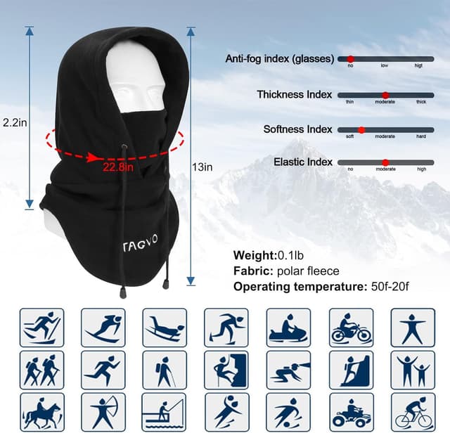 Thumbnail 2 de TAGVO Winter Thermal Fleece Balaclava 1pc