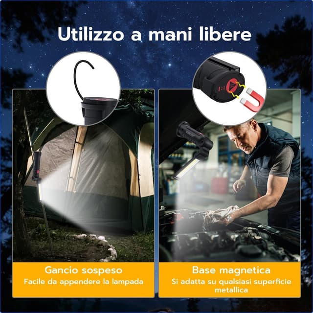 Thumbnail 4 de Wigearss Torcia magnetica ricaricabile LED COB 2 pezzi 🔦