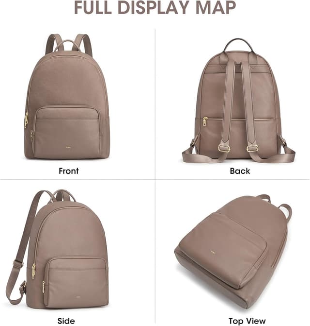 Detalle de Sac à dos en cuir véritable Kattee pour femme avec compartiment pour ordinateur 14 pouces