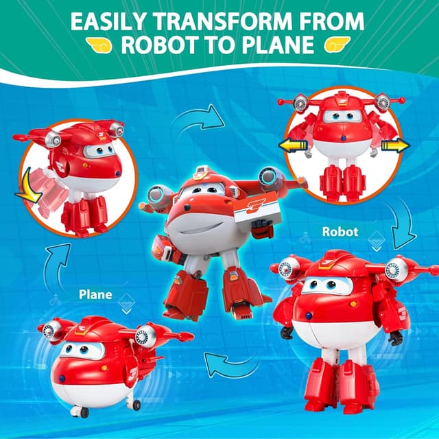 Detalle 2 de Super Wings 5" Transforming Characters 2-Pack: Jett Supercharged + Tino, set di 2 figure trasformabili da 12 cm