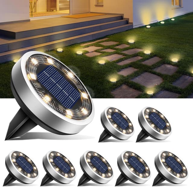 Detalle de btfarm 8 Paquetes Luces Solares LED Exterior 8 LED
