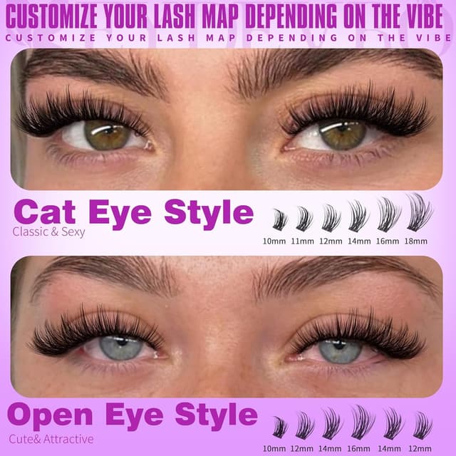 Detalle de EYDEVRO Wispy Lash Clusters (Natural) — 192 PCS 9–18mm CD Curvature DIY Lash Extensions