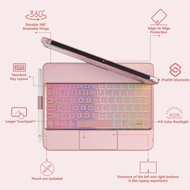 Thumbnail 3 de TQQ Touchpad Keyboard Case for iPad A16