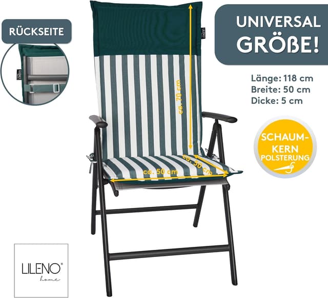 Thumbnail 1 de LILENO HOME Cojín para silla de jardín 🌿 Respaldo alto