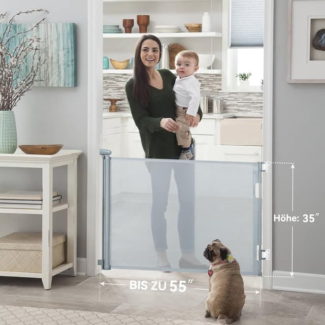 Detalle de Treppenschutzgitter ausziehbar 0-180 cm Grau