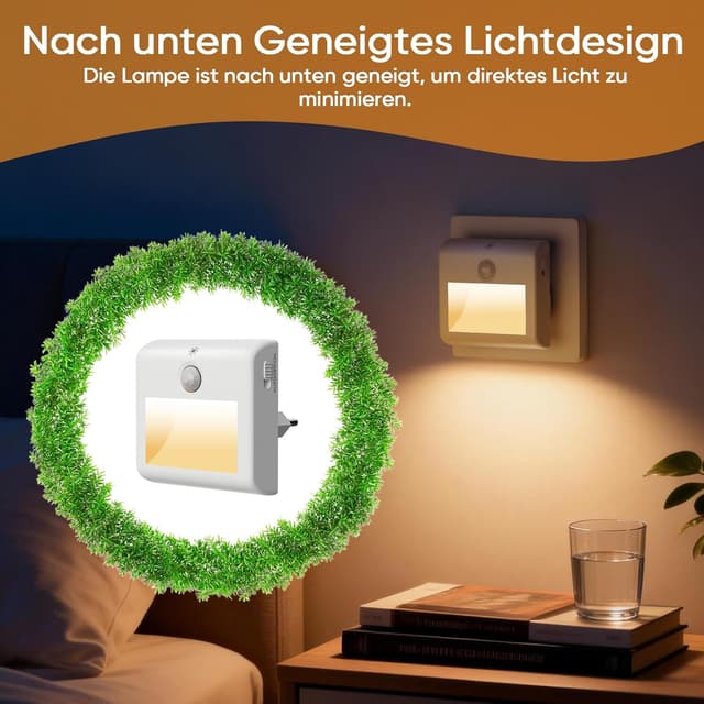 Thumbnail 6 de Suright 2er-Set Nachtlicht-Steckdose mit Bewegungsmelder, warmweißes LED-Licht (3000K), 3 Modi & stufenlose Dimmung