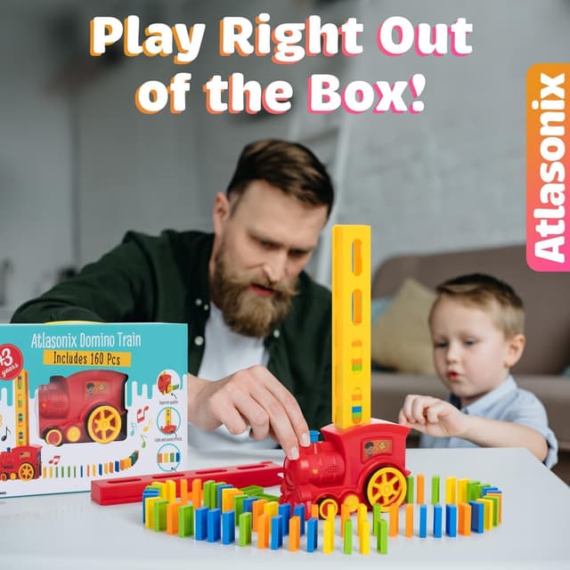 Detalle de Atlasonix Domino Train for Kids — Automatic Domino Laying Toy Set (Montessori STEM)