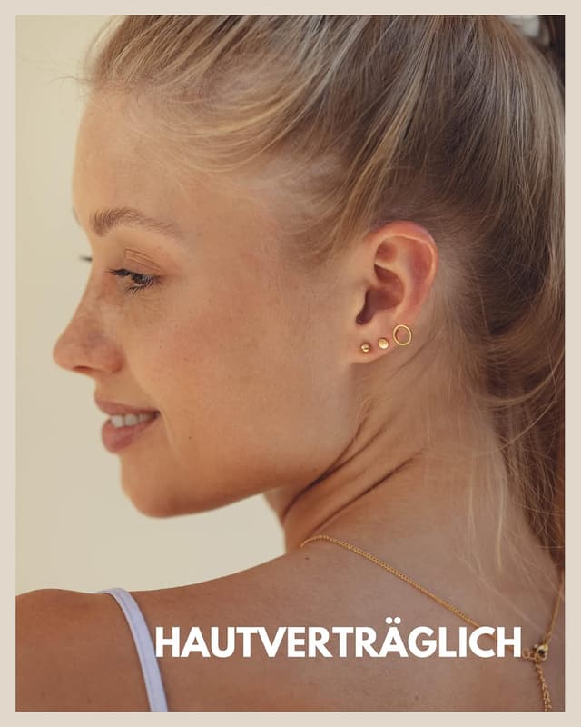 Detalle 2 de Damen-Ohrstecker-Set mit Kreisen: Ohrschmuck in Gold, Roségold, Silber & Schwarz inkl. Geschenkbox