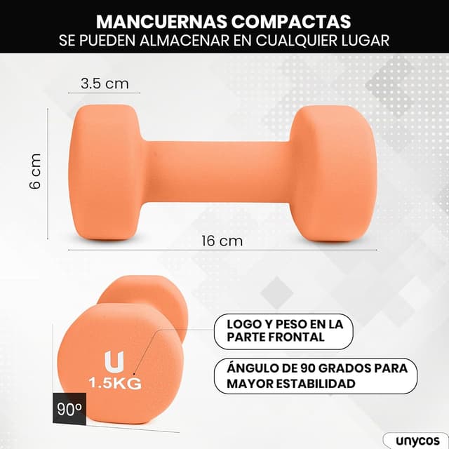 Thumbnail 4 de unycos Pesas y Mancuernas Antideslizantes 1 kg