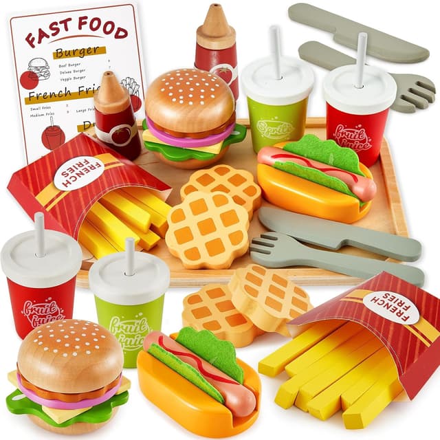 Detalle de BUYGER Wooden Fast Food Set for Kids