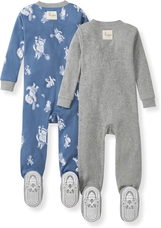 Detalle de Burt's Bees Baby baby-boys Organic Cotton Zip-Up Footie Sleeper Pajamas (1-Piece)