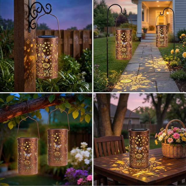 Detalle 2 de Colorful Butterfly Solar Lanterns – IP65 Outdoor Waterproof Hanging Solar Lights for Garden, Patio & Porch