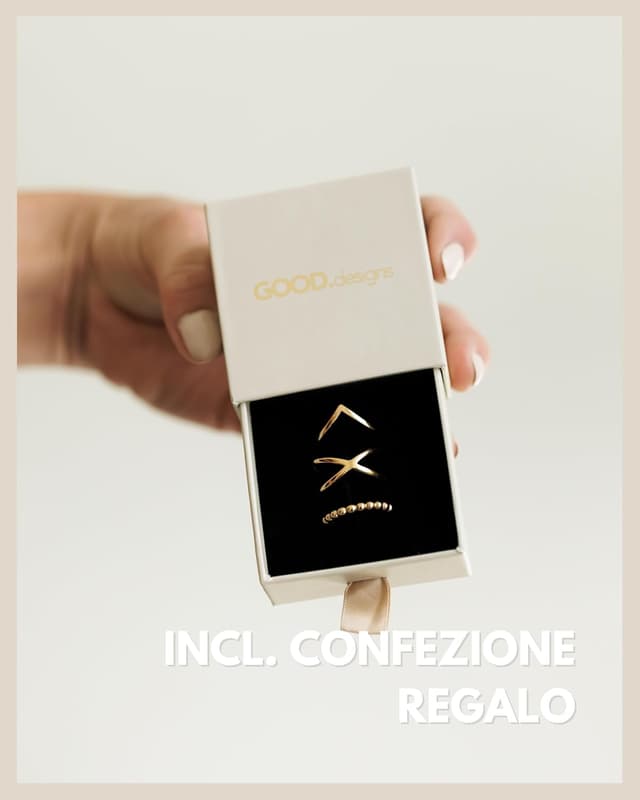 Detalle de GD GOOD.designs set di 3 anelli regolabili in acciaio inossidabile impilabili (argento, oro 18K, oro rosa) con scatola regalo