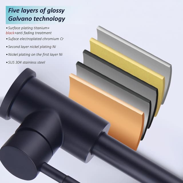 Thumbnail 6 de HOTTIST Sink Mixer Tap with Pull Down Sprayer, Spring Kitchen Faucet in Black (Single Lever, 360° swivel, 2-spray mode)