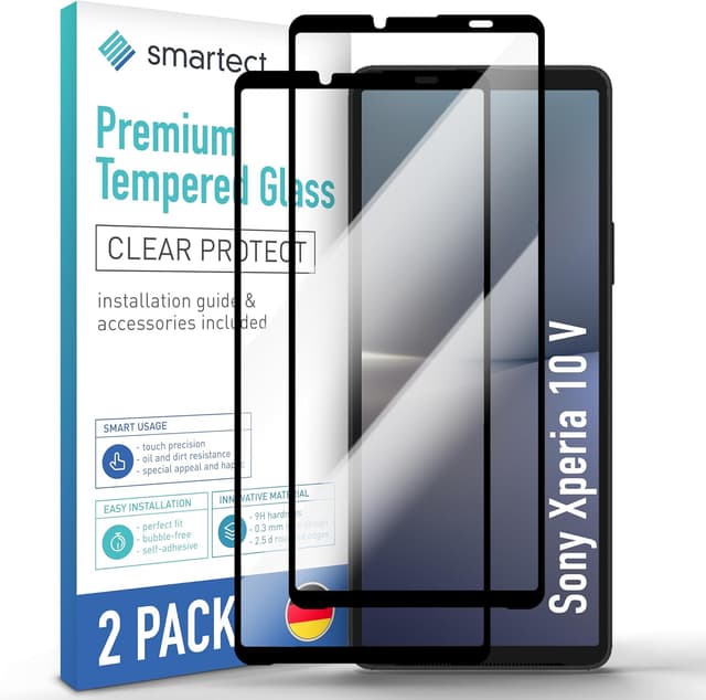 Detalle de smartect Verre Trempé 2 pièces Full Screen pour Sony Xperia 10 V (Clear, 9H, sans bulles)