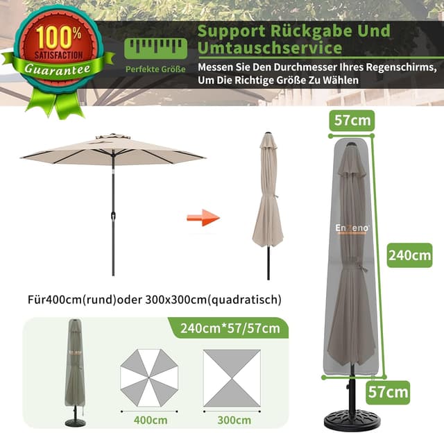 Detalle de Enzeno Sonnenschirm Schutzhülle 240 cm