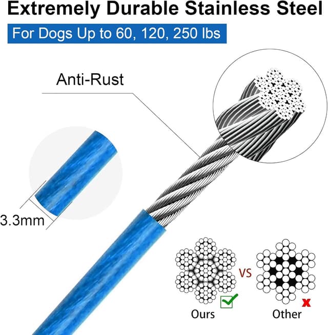 Thumbnail 3 de Dog Tie Out Cable 20ft, reflective leash for dogs 🐕